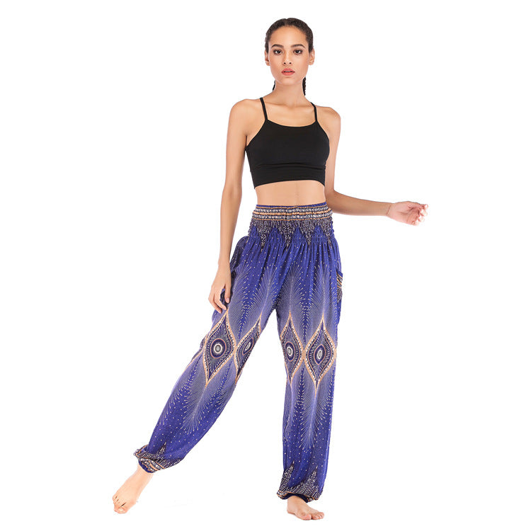 Damen Kunststoff Ethnische Pumphose Yoga Freizeithose