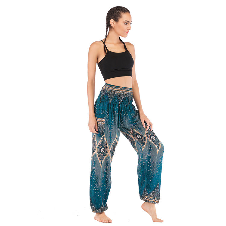 Damen Kunststoff Ethnische Pumphose Yoga Freizeithose