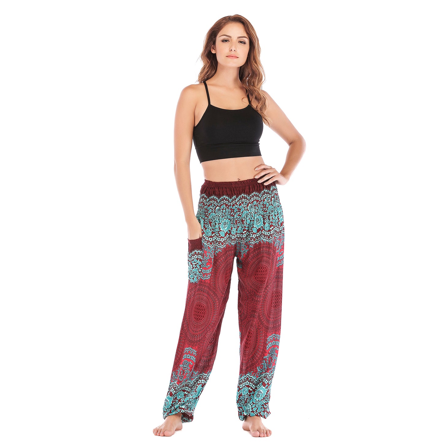 Pantalon Bloomers de yoga en rayonne bohème gracieux