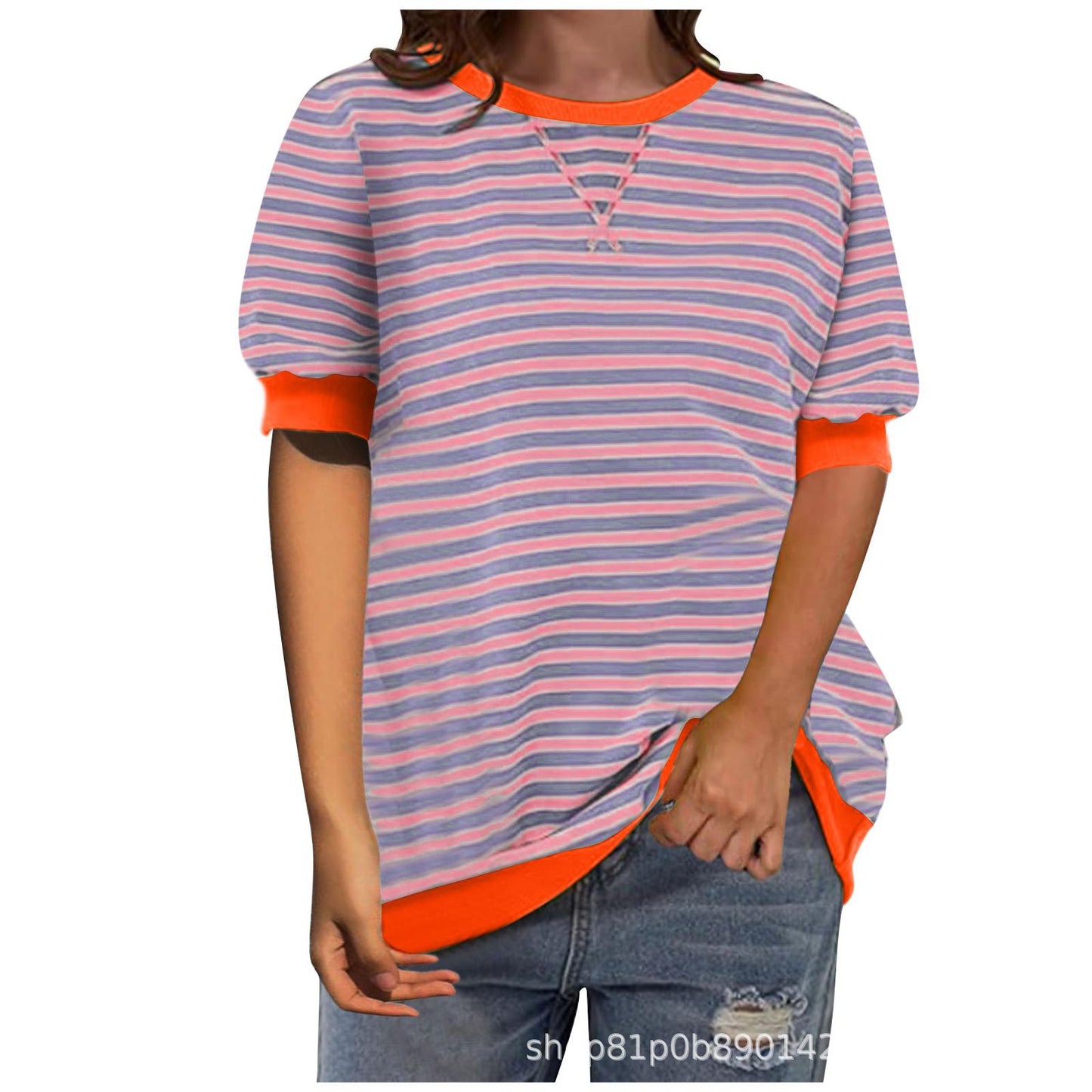 Women's Simple Home Casual Striped Pattern Round Neck Trend Knitwear