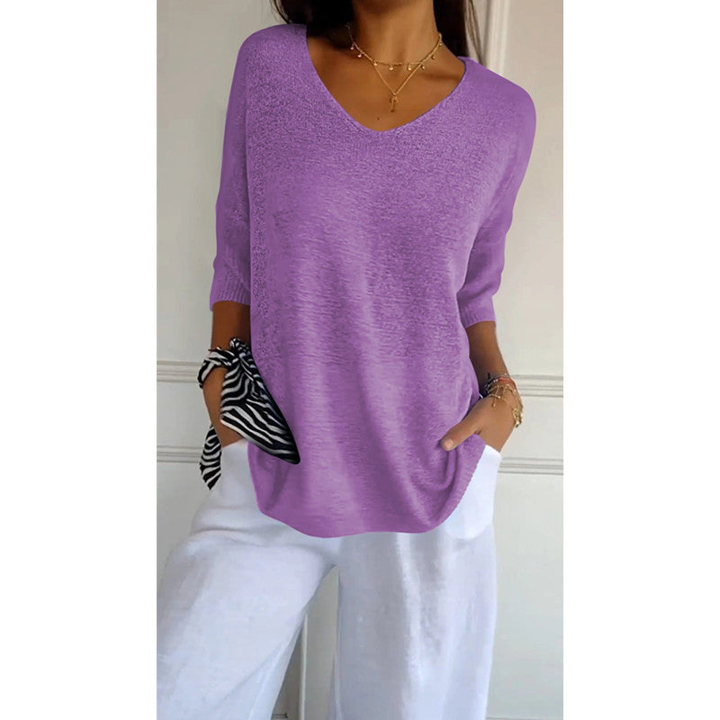 Women's Casual Basic Style Slimming Sleeve Solid Sweaters