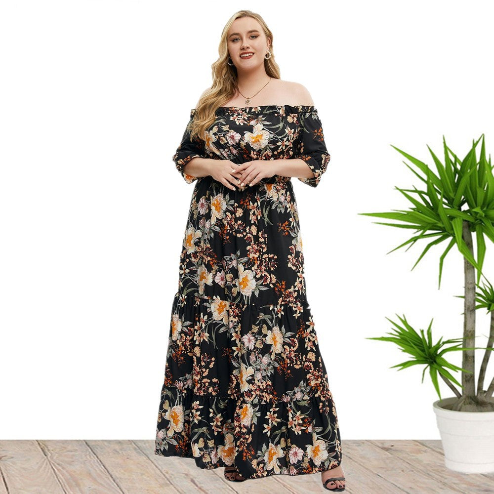 Damen Sommer Fett Bohemian Große Kleid Kleider