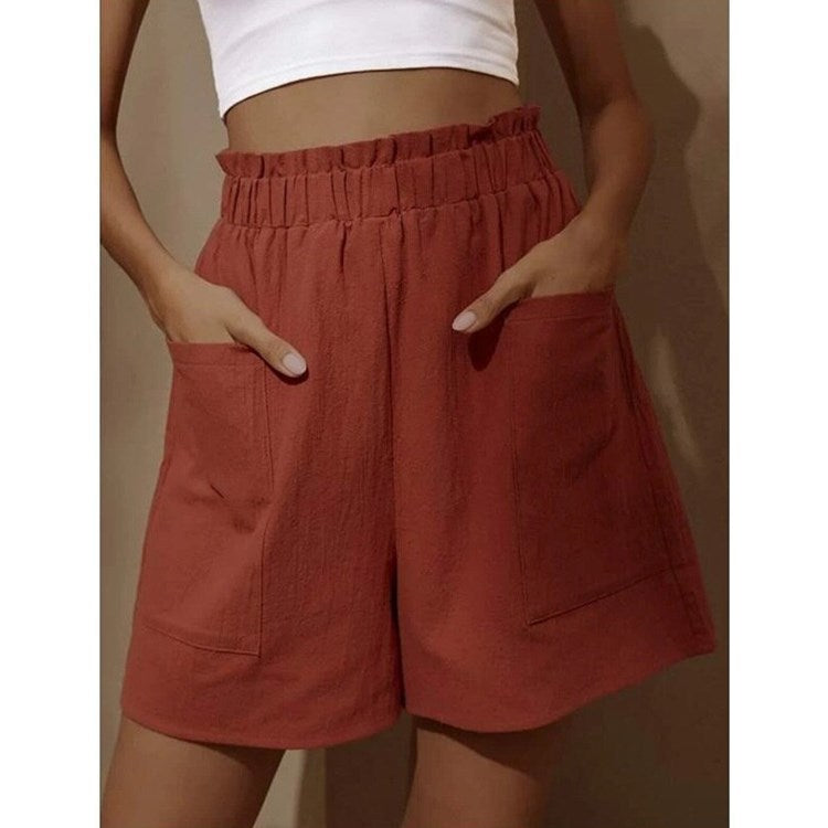 Damenhose aus Baumwollleinen mit hoher Taille