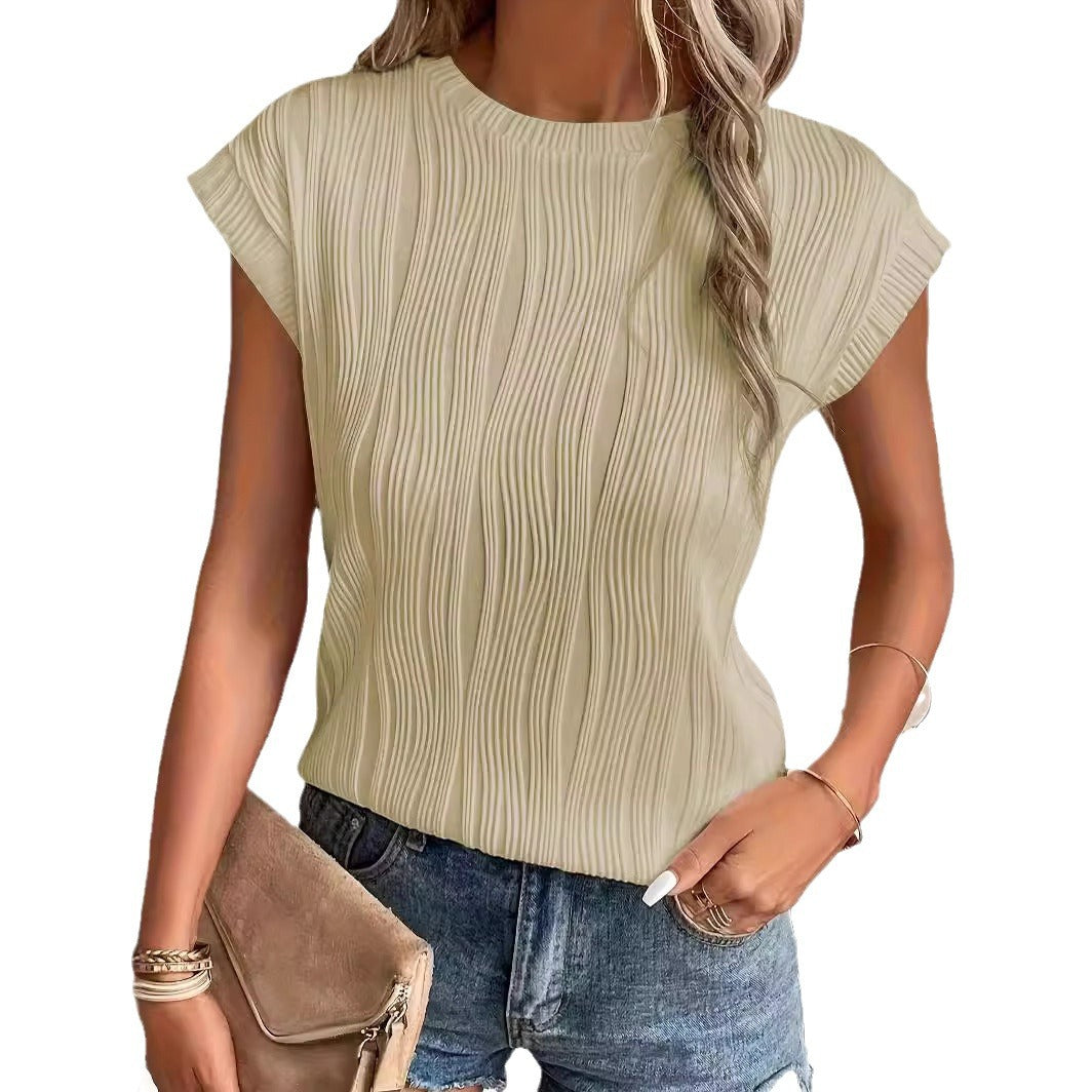 Women's Fashion Casual Round Neck Super Sleeve Blouses