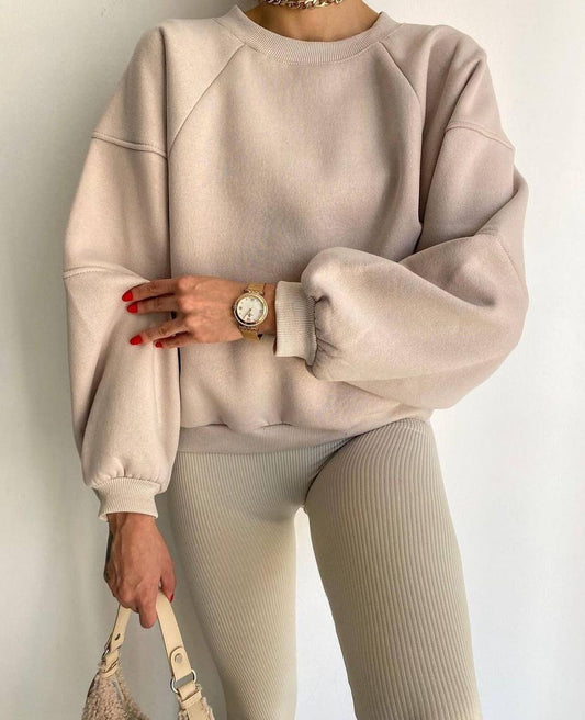 Round Neck Stitching Long Sleeve Solid Sweaters