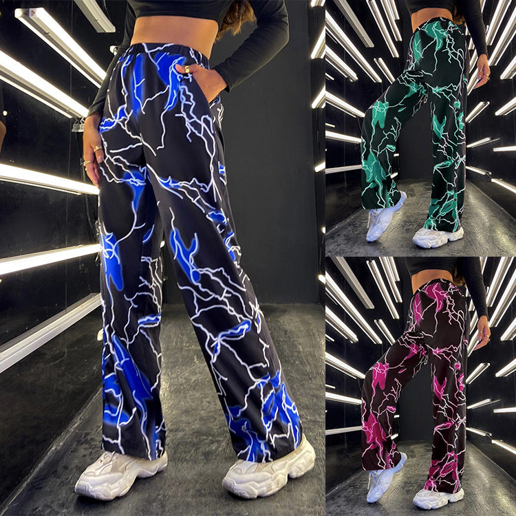 Women's Summer Sport Printed Casual Dance Straight Pants