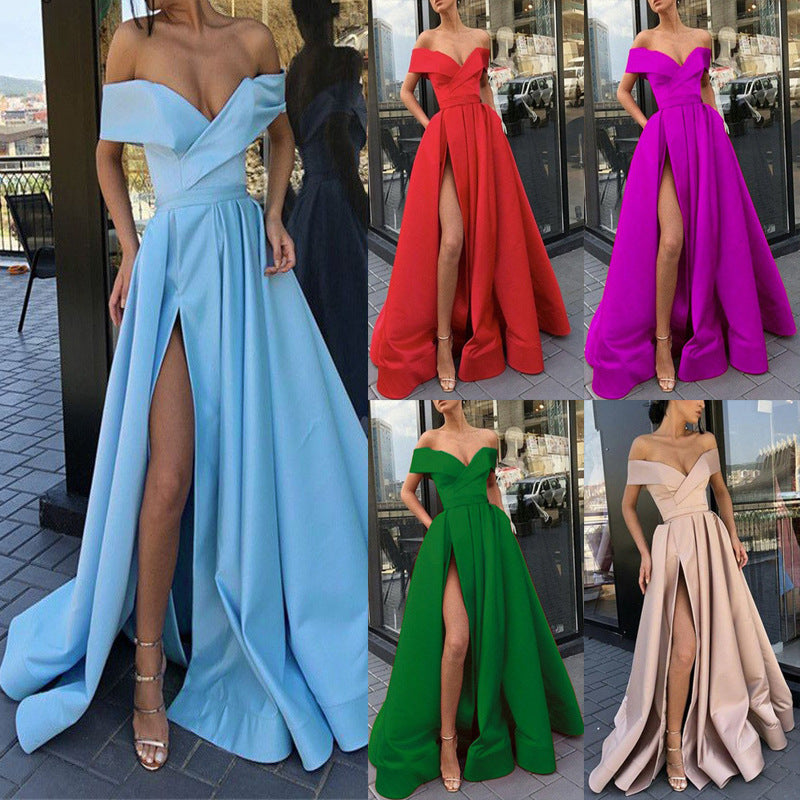 Women's Summer Deep V-neck Satin Multi-color Dress Wedding Dresses