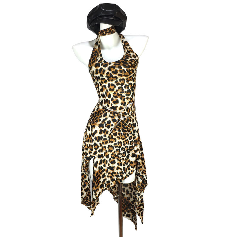 Hot Dress Leopard Print Irregular Design Halter Skirts