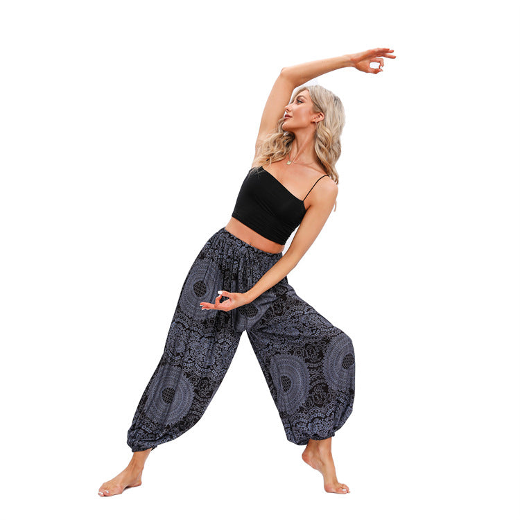 Graceful Bohemian Plus-sized Yoga Neutral Bloomers Pants