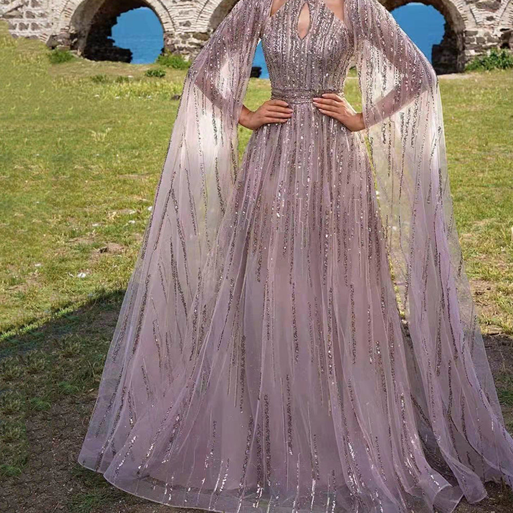 Robe longue en maille de tempérament pour femmes, robes de mariée à paillettes et pompons