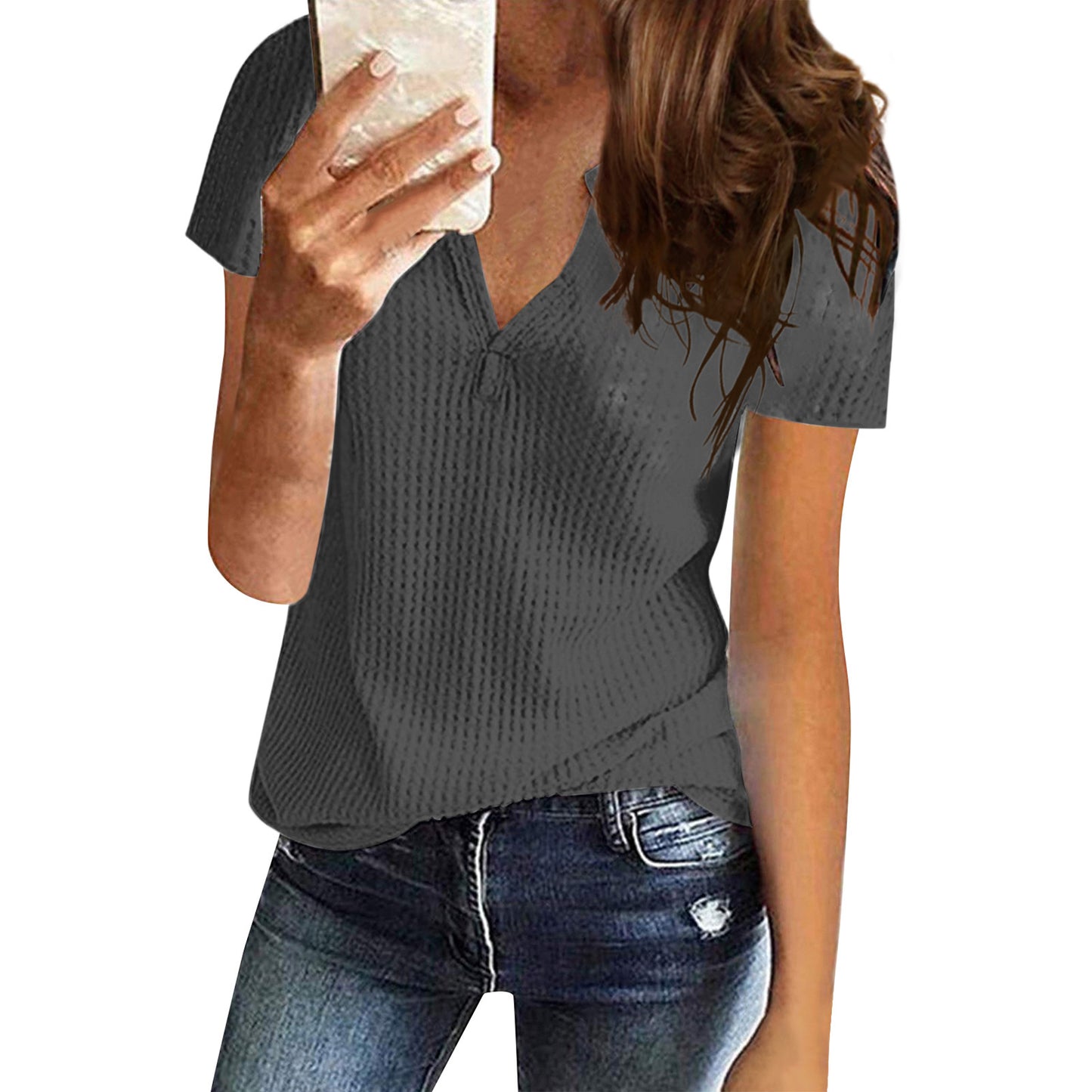 Women's Clothes Mid-length Loose Casual Sleeved T-shirt Tops