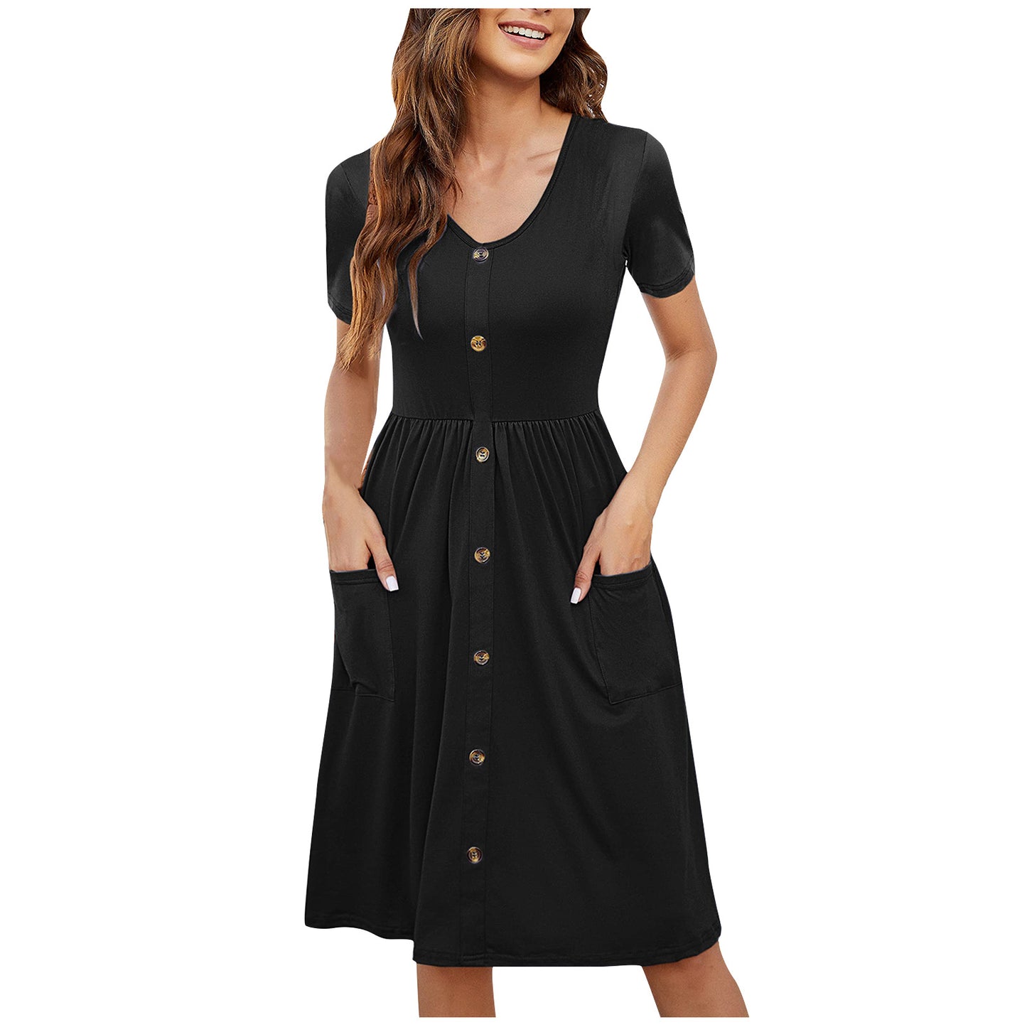 Women's Solid Color Round Neck Long Sleeve Dresses