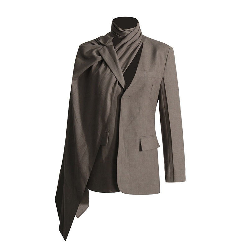 Spring Fashionable Elegant Scarf Design Loose Blazers