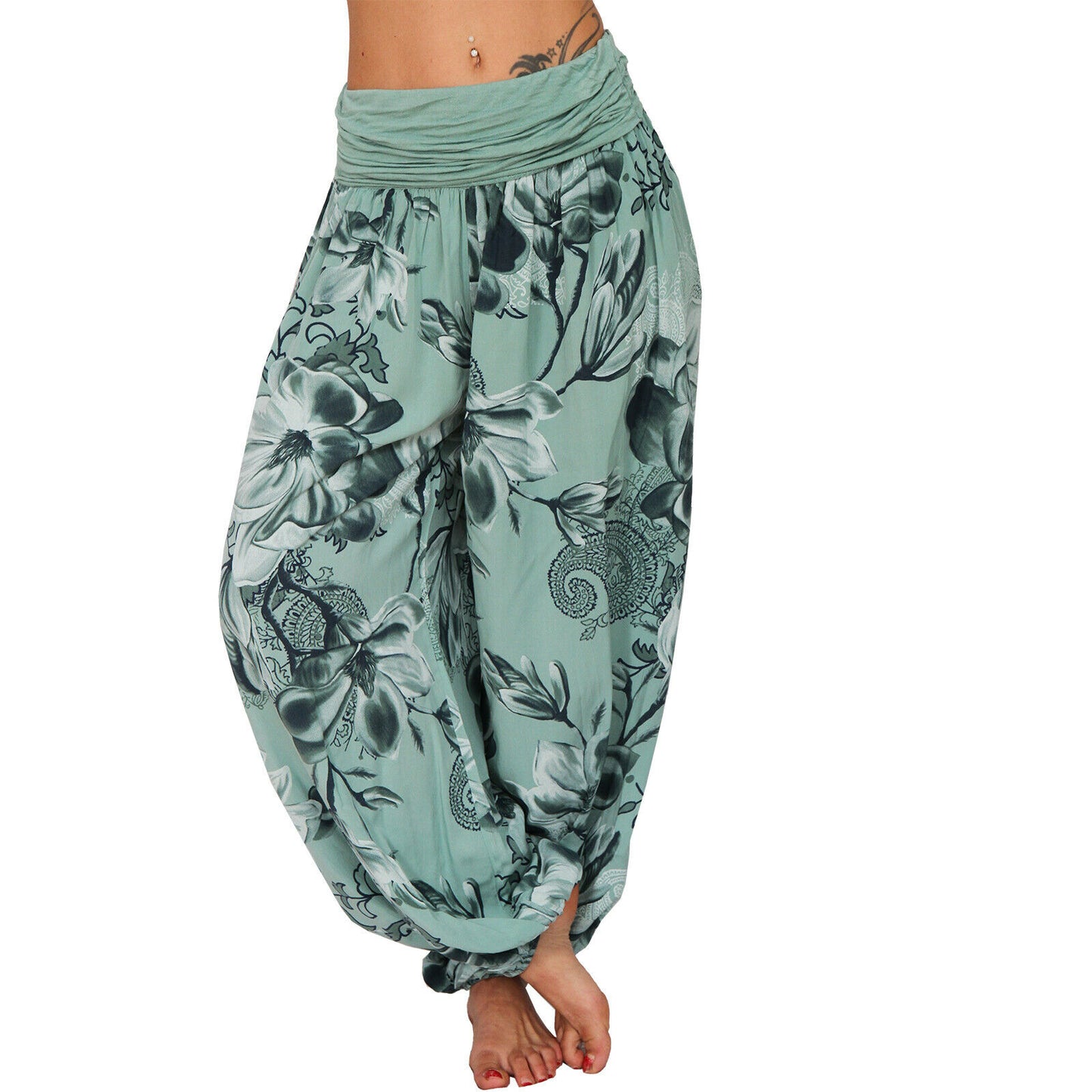 Women's Printed Loose Casual Wide-leg Trousers Pants