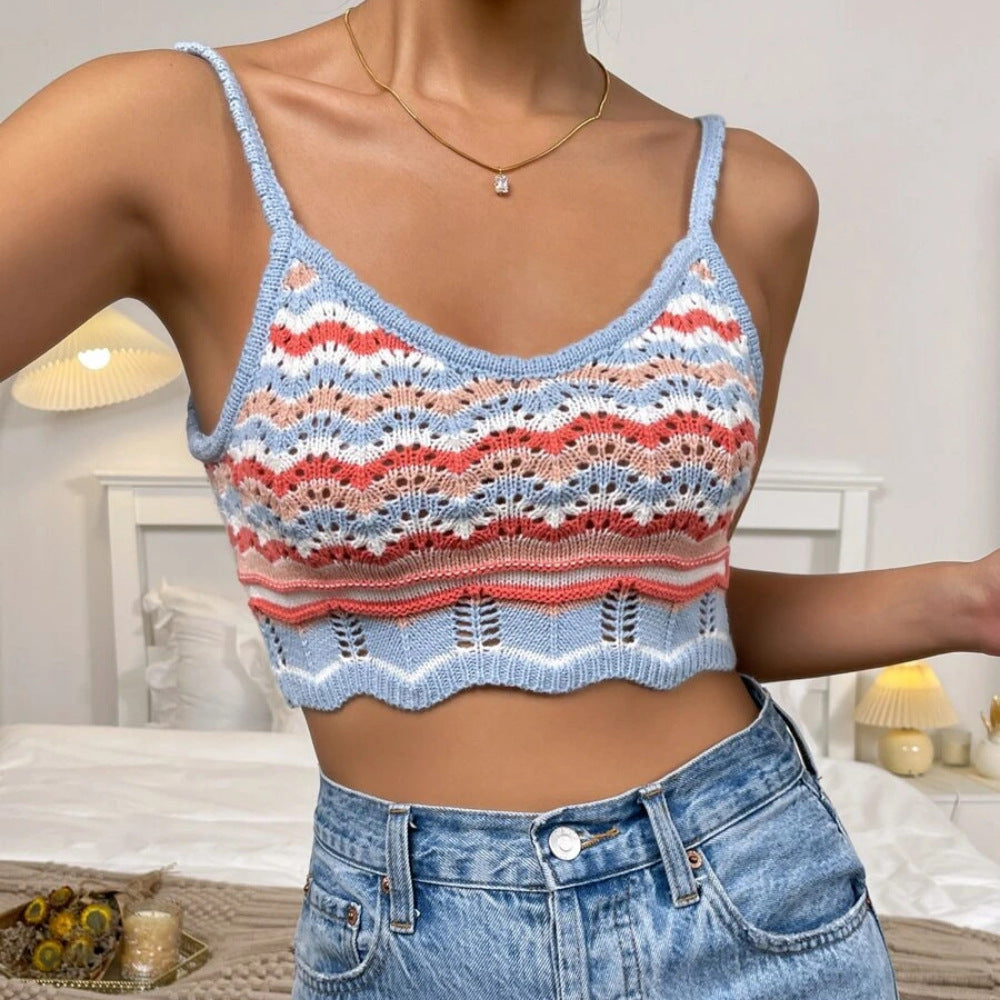 Damen Sommer Heiße rückenfreie Strand Neckholder Stricktops