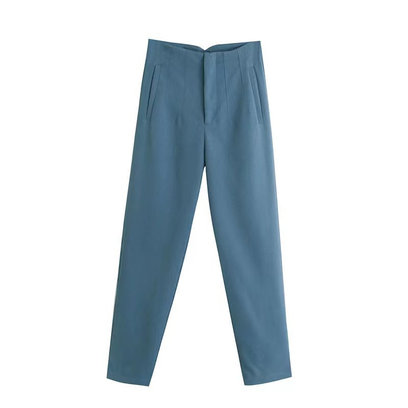 Women's Trousers Slimming Solid Color Pleating Formal Pants