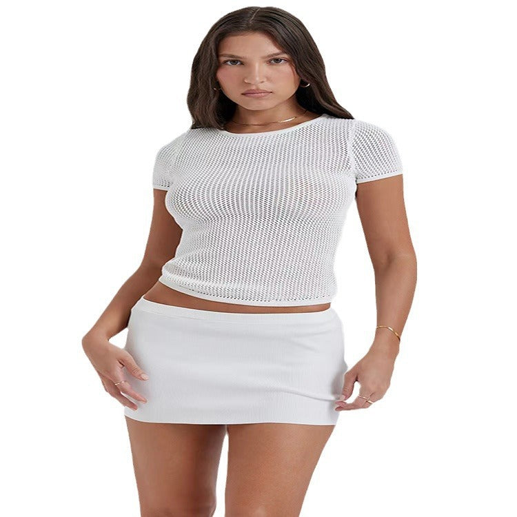 Sexy Mesh Wear Breathable Sports Translucent Knitwear