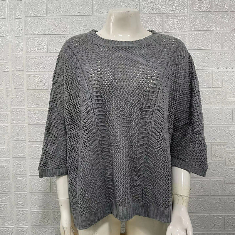 Sexy Vacation Loose Mesh Knitted Hollow Blouses