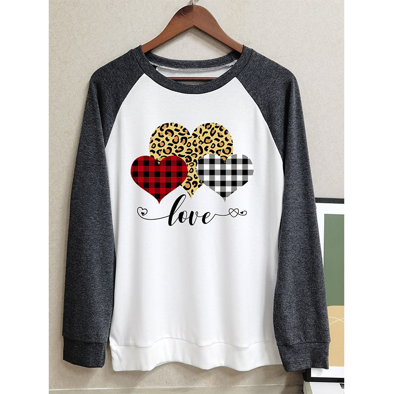 Women's Round Neck Stitching Long Sleeve T-shirt Tops