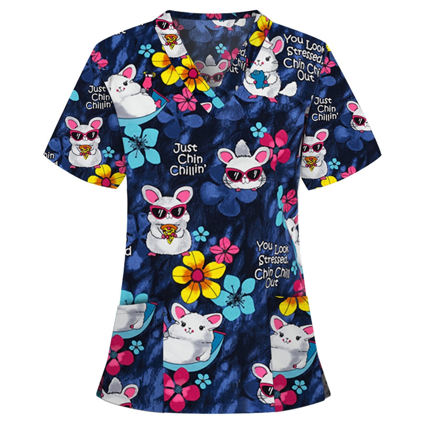 Women's Printed Pocket Work Clothes Cloth For Blouses