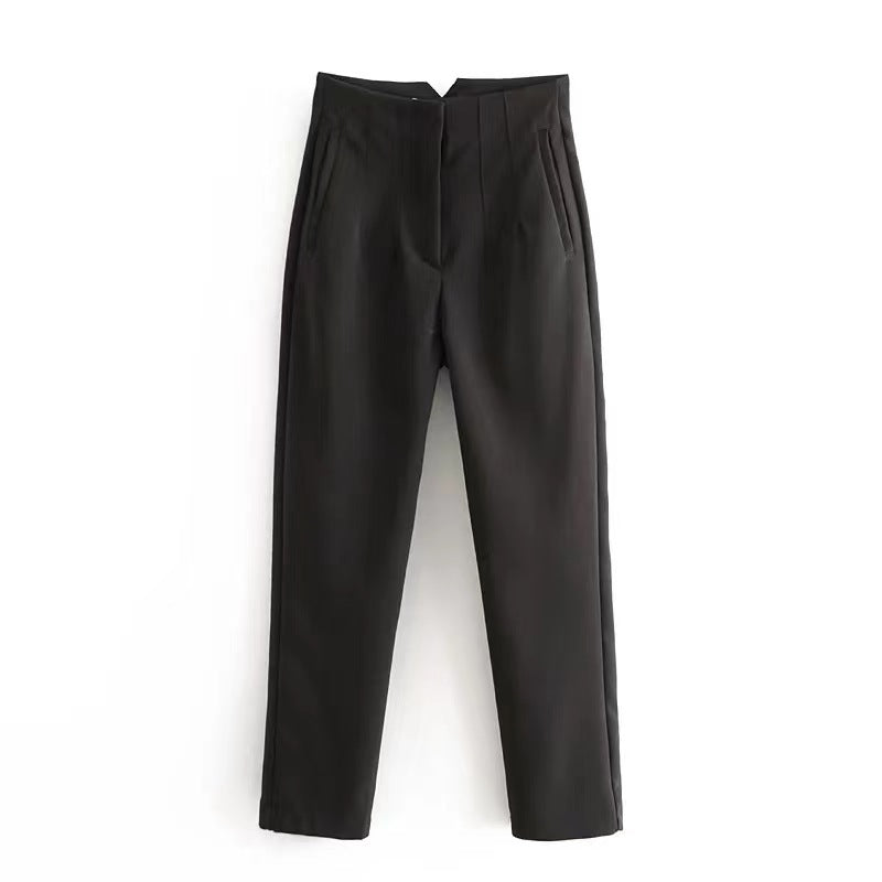 Women's Trousers Slimming Solid Color Pleating Formal Pants