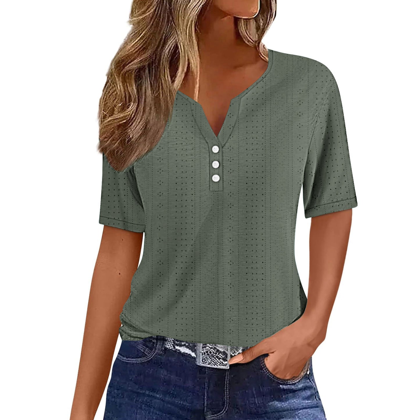 Women's Style Fashion Casual Loose Comfortable Jacquard Hollow Blouses