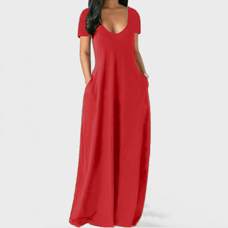 Robe d'été de couleur unie pour femmes, robes profondes sexy