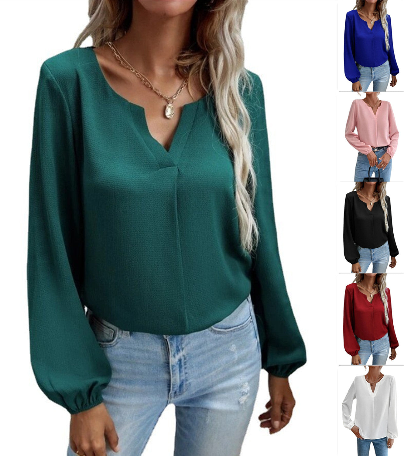 Chiffon Temperament Commute Solid Color Long Sleeve Blouses