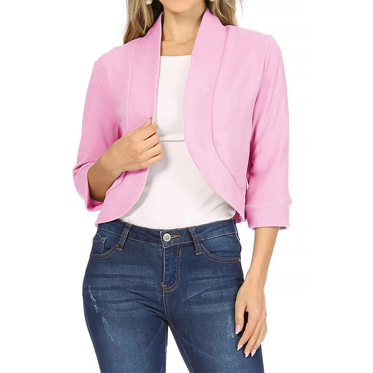 Petits blazers confortables et glamour pour femmes, couleur unie