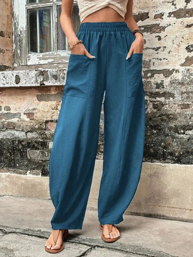 Pantalon à poche de couleur unie pour femme avec un pantalon