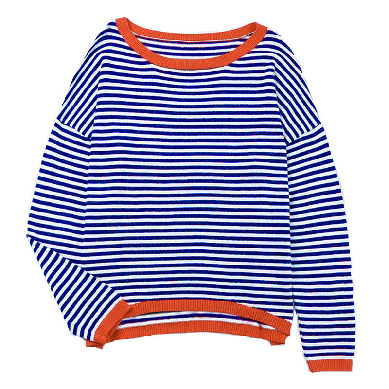 Casual Knitted Striped Color Collision Design Sweaters