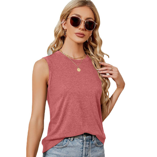 Women's Summer Sleeveless Round Neck Loose Shirt Tops