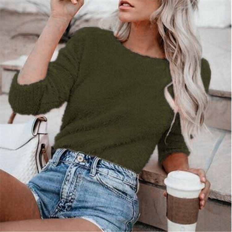 Women's Solid Color Fashion Long-sleeved Cashmere Sweaters