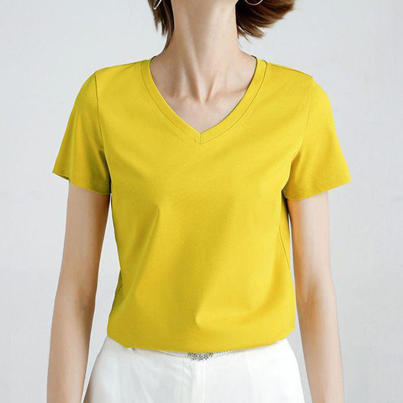 Women's Solid Color Simple Thin Short-sleeved T-shirt Blouses