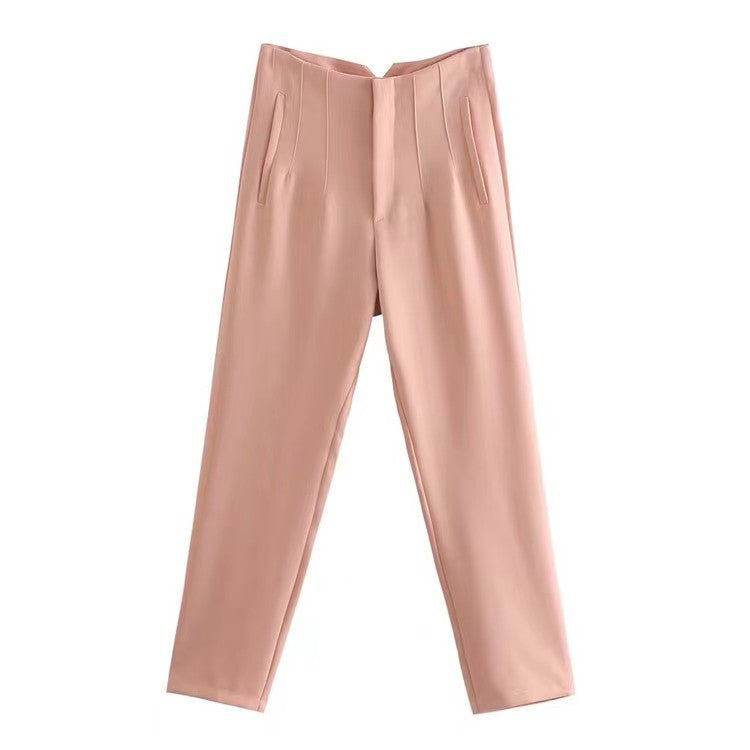 Women's Trousers Slimming Solid Color Pleating Formal Pants