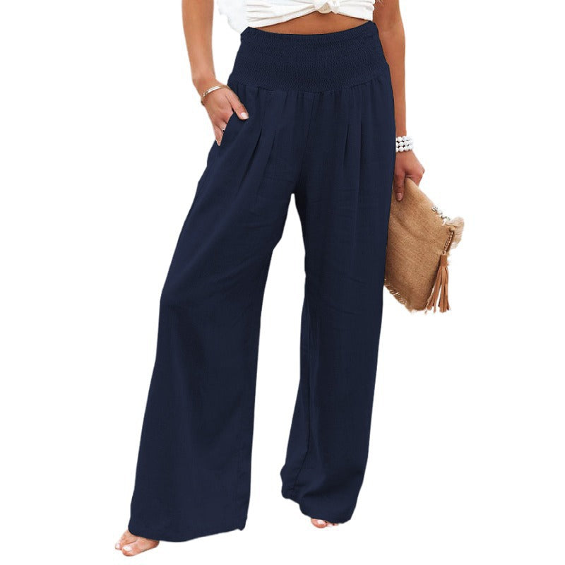 Women's High Waist Casual Wide Leg Cotton Pants