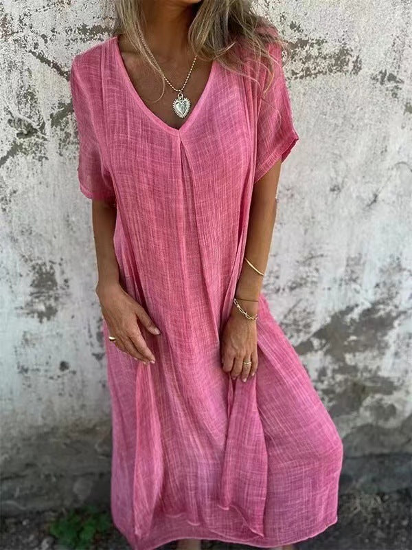 Casual Loose Dress Sleeve Solid Color Dresses