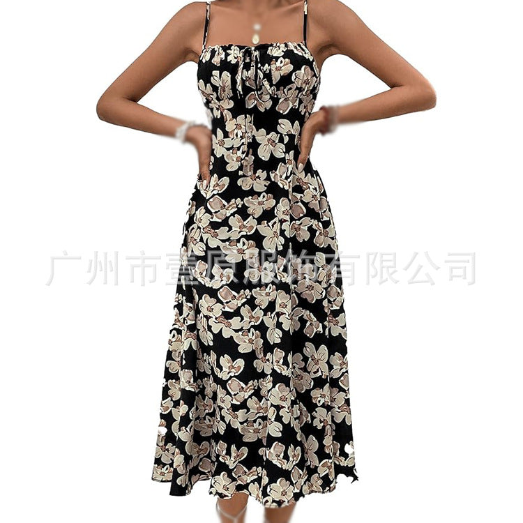 Women's Summer Sexy Fashion Floral Pleated Split Dresses