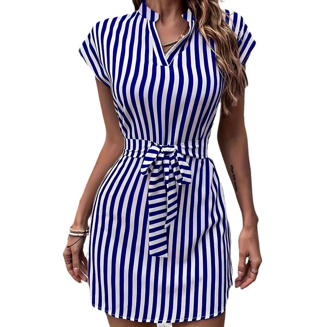 Women's New Batwing Sleeve Striped Dress Dresses