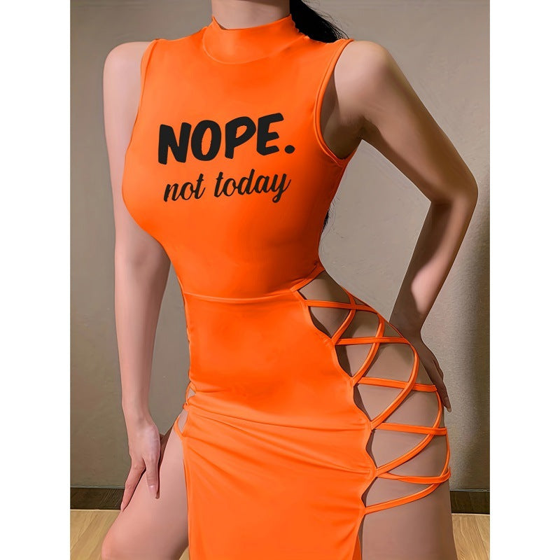 Women's Summer Sexy Bandage Dress High Slit Pattern Dresses