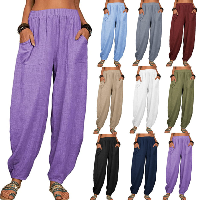 Women's Loose Cotton And Linen Casual Home Pants