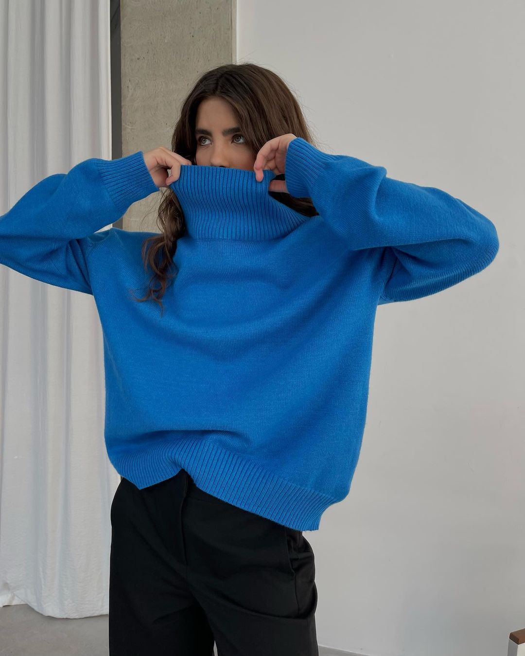 Charmante, strapazierfähige, lockere Pullover mit hohem Kragen für Damen