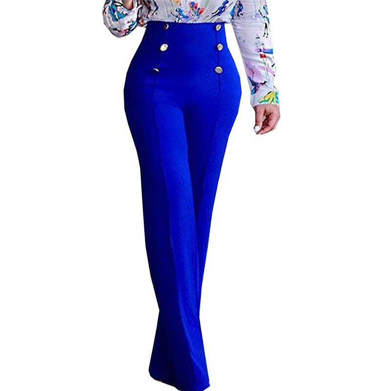 Women's Button Solid Color Trousers Bootcut Pants