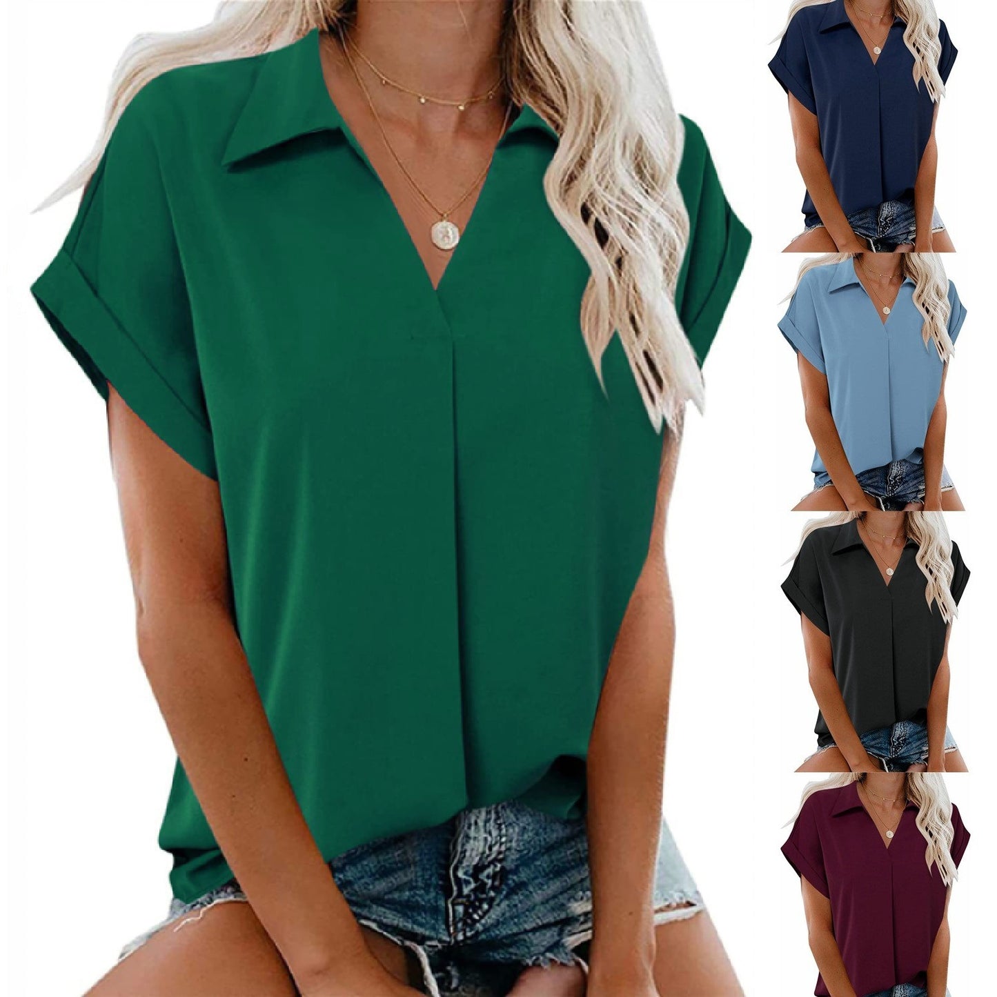 Women's Batwing Sleeve Solid Color Shirt Blouses