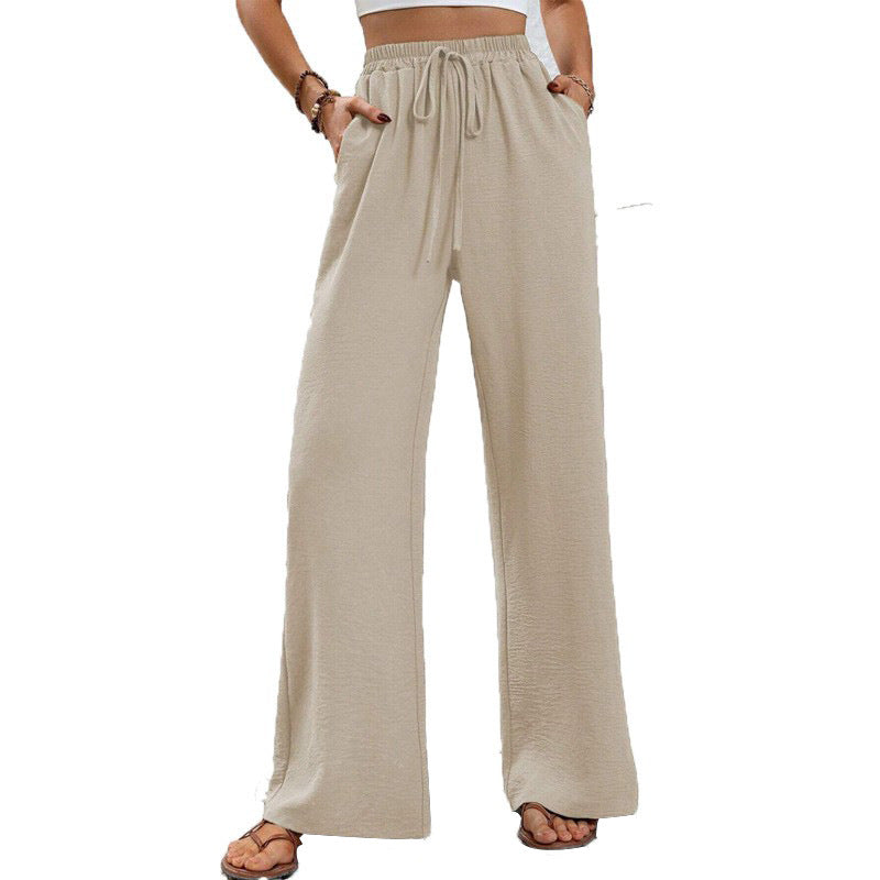 Women's Loose Solid Color Mop Wide Leg Pants