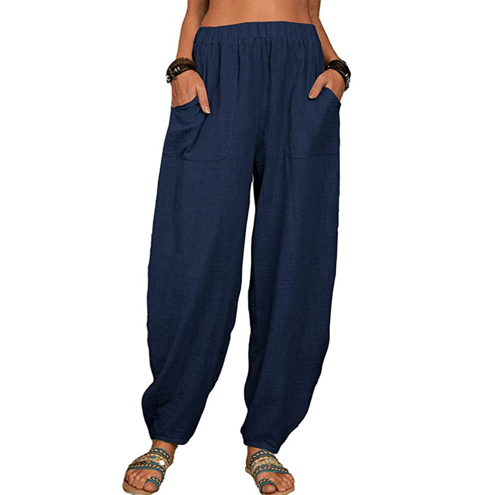 Women's Loose Cotton And Linen Casual Home Pants