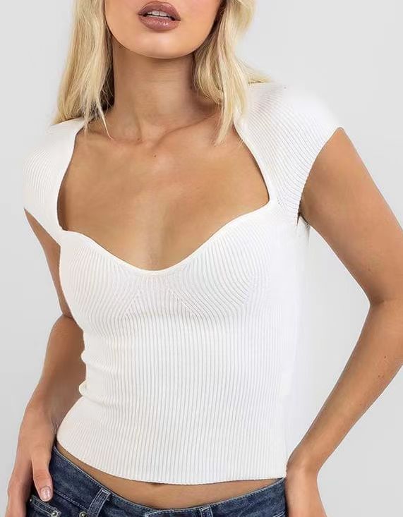 Women's Slim Fit Square Collar Stretch With Knitwear