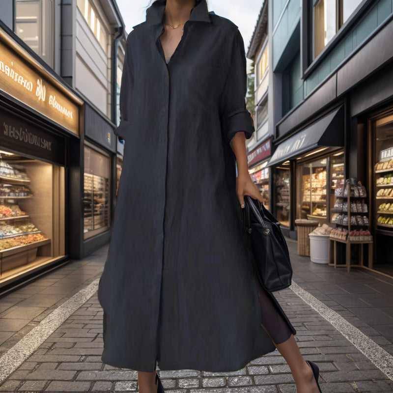 Chemise à manches pour femmes, chemisiers décontractés amples en coton fendu irrégulier