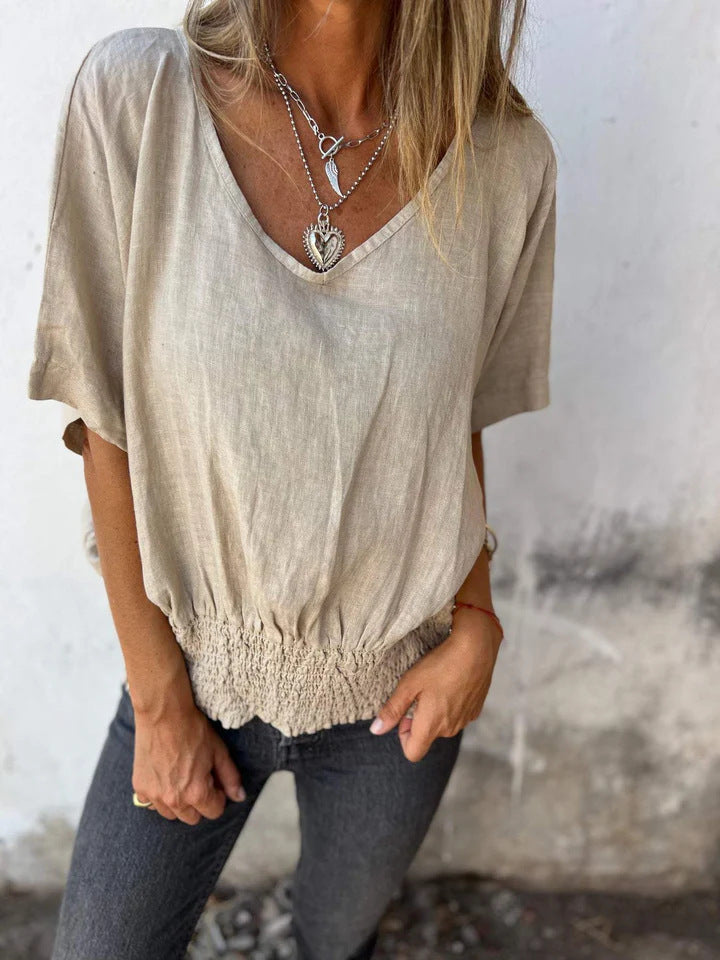 Women's Summer Loose T-shirt Casual Cotton Linen Blouses