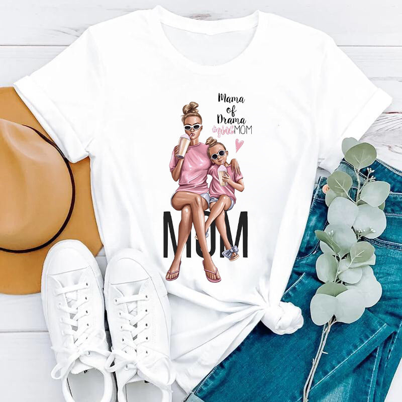 Women's Mother's Day Theme Simple Letter Large Bottoming Shirt Blouses